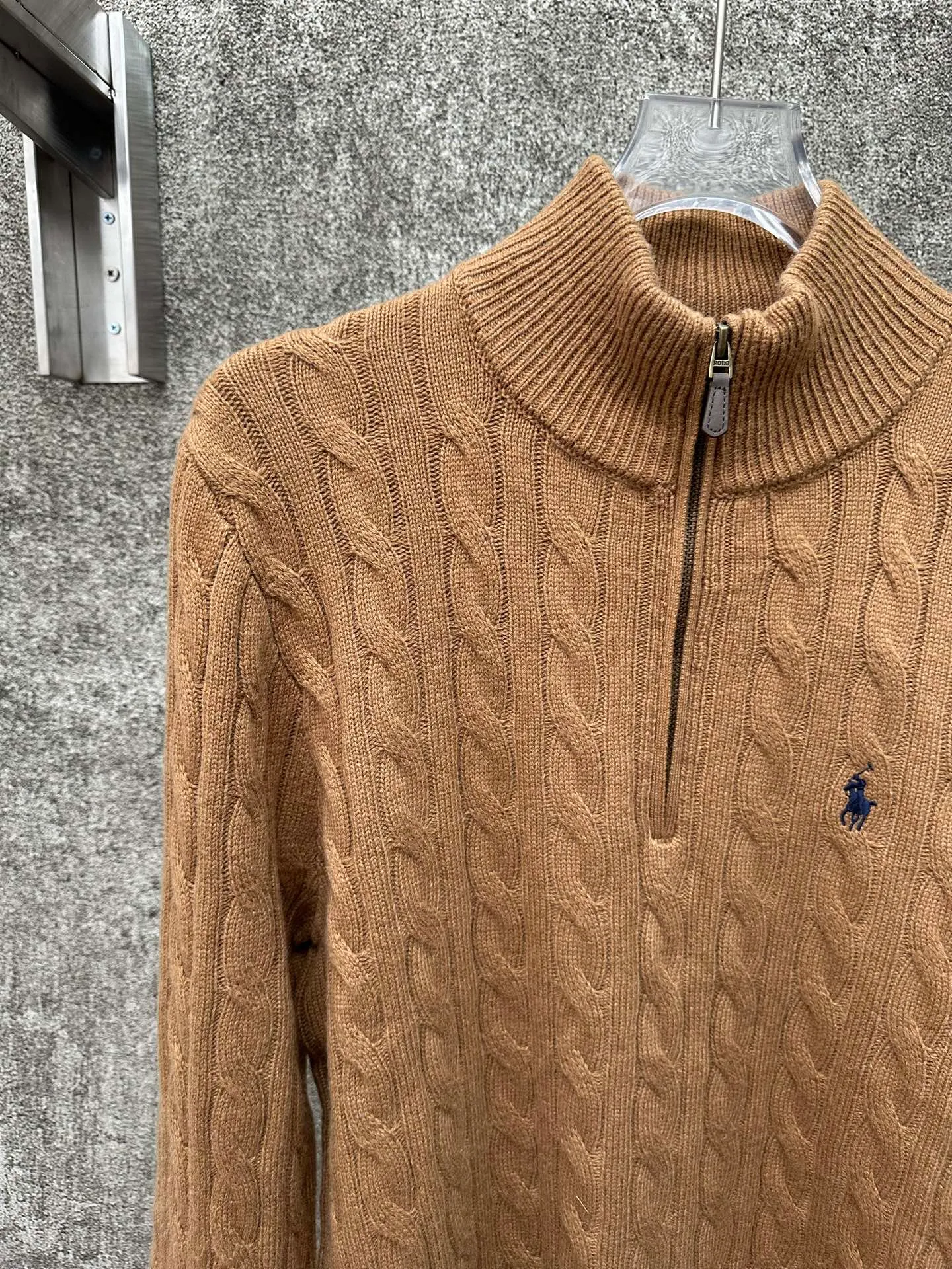 🅿️520 Polo Ralph Lauren 25ss solid color stand collar half zipper long sleeve sweater Size: S M L XL